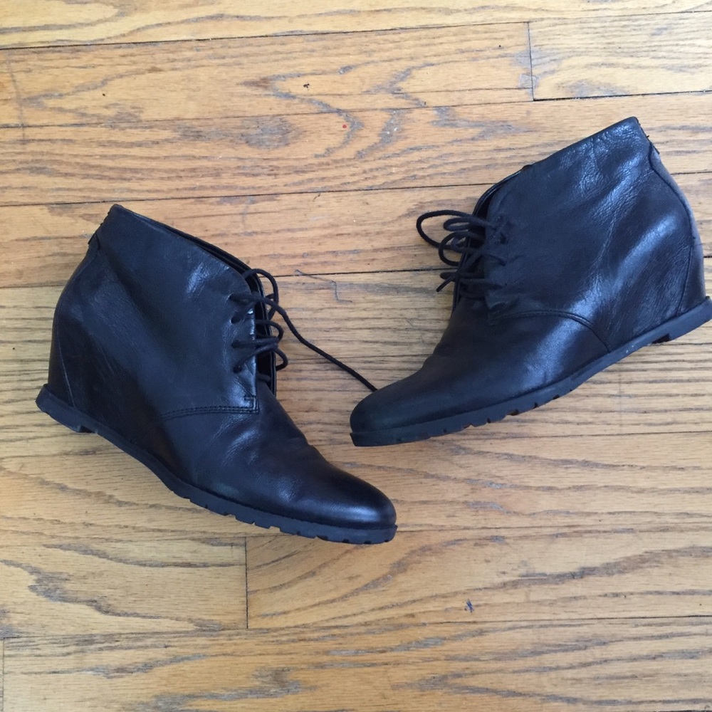 Leather Black Wedges - Picture 2 of 4